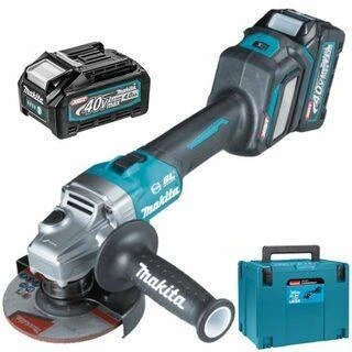 Makita GA023GM201 Kampinis šlifuoklis XGT, 125MM, 0-8500RPM; bešepetėlinis variklis, 2X4,0Ah; greitasis kroviklis; elektrinis stabdys; AFT; AWS (be AWS lusto); MAKPAC lagaminas; slankusis jungiklis, reguliuojamas greitis