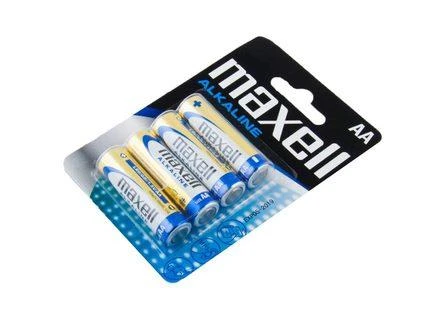 Maxell AA šarminės baterijos pakuotėje