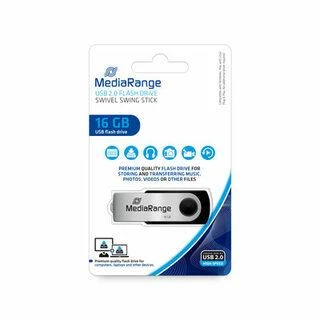 STICK 16GB MEDIARANGE MR910 Juodas - Sidabrinė