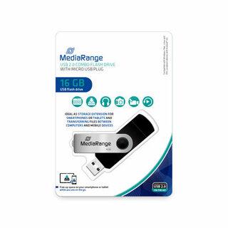 „MediaRange“ USB atmintinė 16 GB USB derinys su „Micro USB“.