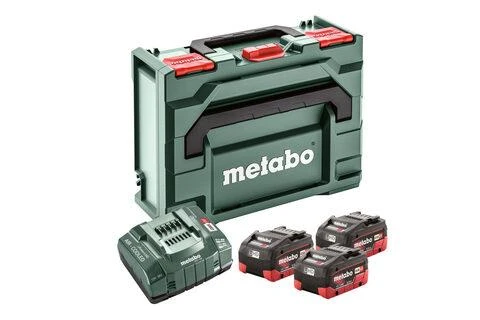 Metabo įrankių dėklas su trimis akumuliatoriais ir įkrovikliu