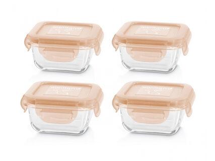 Miniland EKOLOGIŠKI kvadratiniai stikliniai indai 4x160ml - Triušis