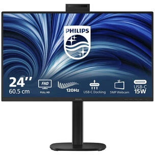 Monitorius „Philips MT 23,8“ 24B2U4301H – 1920x1080, IPS, 120 Hz, HDMI, DP, USB šakotuvas, USB-C, PD, RJ45, Repro, Pivot, internetinė kamera