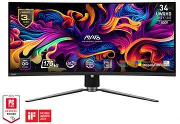 MSI MAG 341CQPDE QD-OLED 86,4 cm (34 colių) UWQHD monitorius, lenktas 21:9 HDMI/DP 175 Hz