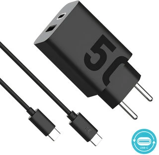 Sieninis įkroviklis Motorola TurboPower 50W Dual USB-C/USB-A su USB-C 1m laidu, juodos spalvos