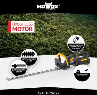 Mowox® EHT 6362 Li akumuliatorinės gyvatvorių žirklės (Be akumuliatoriaus ir kroviklio)