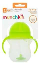 MUNCHKIN 207 ml gertuvė su šiaudeliu TIP&SIP STRAW, violetine, 6+ mėn.