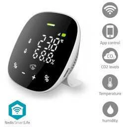 Nedis SmartLife Wi-Fi oro kokybės jutiklis WIFISA20CBK Juodai-balta