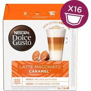 Nescafe Kavos kapsulės DOLCE GUSTO LATTE MACCHIATO CARAMEL, 8+8 vnt.
