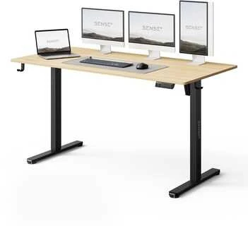 Rašomasis stalas SENSE7 NOJO LIGHT, šviesiai rudos ir juodos spalvos, 140×70 cm