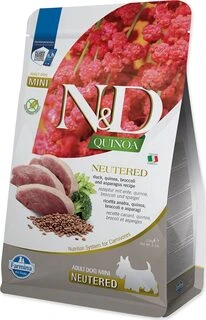 Sausas Šunų Maistas - Farmina N&D Quinoa Ančių, Brokolių Ir Asparagų Mišinys, Neutered Adult Mini - 2.5kg