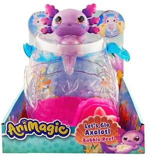 Aksolotlio figūrėlė su akvariumu Goliath Animagic Let's Glo Axolotl