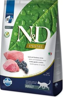 Katės Maistas - Farmina N&D Prime Aviena Ir Mėlynės Suaugusiems 42% Baltymų Be Grūdų 5 Kg