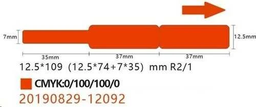 Niimbot Thermal Lipdukai 12.5x74+35, 65 vnt, (raudona)