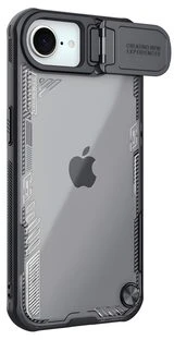 Nillkin Iceblade Prop dėklas su objektyvo apsauga ir stovu, skirtas iPhone 16e – juodos spalvos
