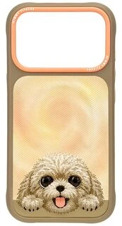 NIMMY dėklas BIG EYED LYING TEDDY POODLE, suderinamas su MagSafe, skirtas IPHONE 18 Pro Max/17 Pro Max, ruda