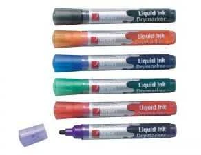Baltos lentos žymekliai NOBO Liquid Ink, 6 vnt., įv. spalvų