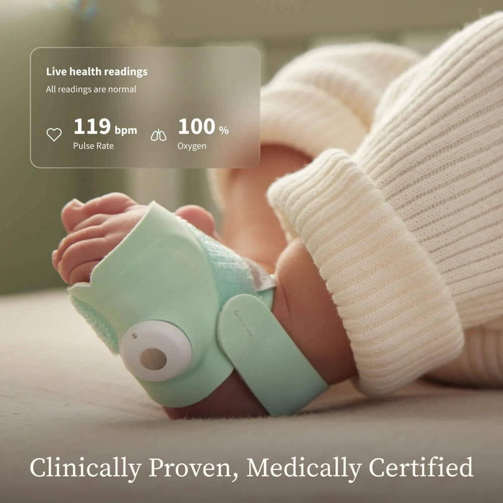 Mobili auklė Owlet Dream Duo (Gen 3), su mėlynomis kojinėmis