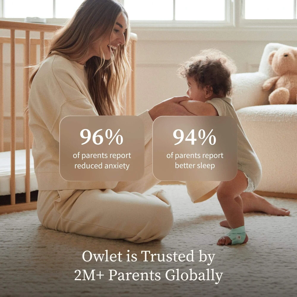 Mobili auklė Owlet Dream Duo (Gen 3), su mėlynomis kojinėmis