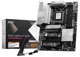 Pagrindinė plokštė MSI PRO X870E-P WIFI | Procesorių šeima AMD | Procesoriaus lizdas AM5 | DDR5 UDIMM | Palaikomos standžiojo disko sąsajos SATA, M.2 | SATA jungčių skaičius 4