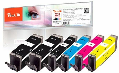 Peach 0F320134 rašalo kasetė Compatible Juoda, Žydras, Rausvai raudona, Geltona Sudėtinė pakuotė 6 vnt