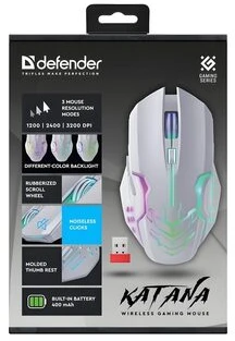 Pelė CDEFENDER GM-511 KATANA RF 3200dpi 7P Baltas