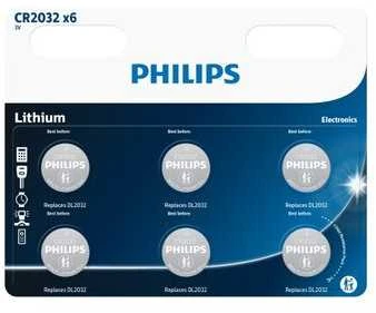 Philips CR2032 baterijų pakuotė 6 vnt.