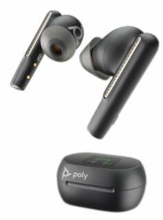 Ausinės „Plantronics“ POLY VOYAGER FREE 60+ UC SU LIETIKMUMO EKRANO ĮKROVIMO DĖKLĖS KOMANDOS USB-C BT700C Juodas