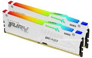 RAM Kingston KF564C32BWEAK2-32 32GB 6400MT/s DDR5 CL32 DIMM (Kit of 2) FURY Beast Baltas RGB EXPO | Kingstonas
