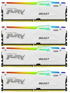RAM „Kingston KF560C40BWAK4-64“ 64 GB 6000 MT/s DDR5 CL40 DIMM atmintis (4 vnt. rinkinys) „FURY Beast Baltas RGB XMP“ | „Kingston“
