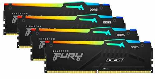 RAM „Kingston KF556C40BBAK4-64“ 64 GB 5600 MT/s DDR5 CL40 DIMM (4 vnt. rinkinys) „FURY Beast RGB XMP“ | „Kingston“