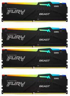 RAM „Kingston KF560C40BBAK4-64“ 64 GB 6000 MT/s DDR5 CL40 DIMM (4 vnt. rinkinys) „FURY Beast RGB XMP“ | „Kingston“