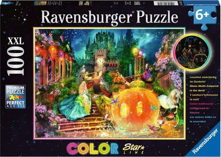 Ravensburger tamsoje šviečianti dėlionė „Disney Pelenė“, 100 XXL det., nuo 6 m.