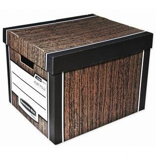 Archyvinė dėžė Fellowes Woodgrain Bankers Box, 325x285x385mm, kartoninė, su dangčiu, 2 vnt, rudos spalvos