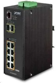 Planet IP30 L2/L4 SNMP valdomas 8 prievadų Gigabit POE+(AT) jungiklis + 2 prievadų Gigabit SFP pramoninis jungiklis (nuo -40 iki 75 C)