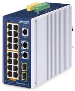 Šakotuvas Carruzzo PLANET IP30 Industrial L2/L4 16-Port Valdomas L2/L4 Gigabit Ethernet (10/100/1000) Maitinimas per Eternetą (PoE) Aliuminis, Mėlyna