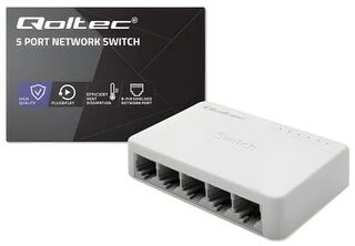 Šakotuvas Qoltec 52247 Tinklo jungiklis 5 x RJ45 prievadas | 1000Mbps | LAN