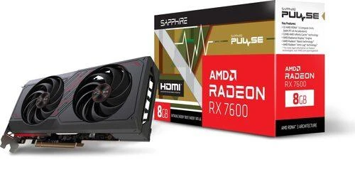 Vaizdo plokštė SAPPHIRE AMD Radeon RX 7600, 8 GB, GDDR6, 128 bitų, PCIE 4.0 8x, Dual Slot Fansink, 1xHDMI, 3xDisplayPort, 11324-01-20G