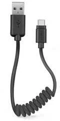 USB 2.0 kabelis > C tipo SBS 0,5 m spiralė, juoda