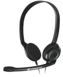 Itin lengvos kompiuterinės ausinės Sennheiser PC 3 CHAT, su mikrofonu, 2x 3.5mm, Juodos