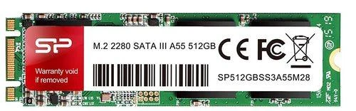 Silicon Power SSD M.2 2280 A55 512 GB, SSD sąsaja SATA III, Rašymo greitis 530 MB/s, Skaitymo greitis 560 MB/s