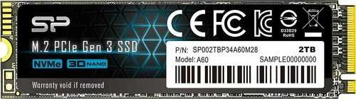 SILICON POWER KOMPIUTERIAI IR RYŠIAI SILICON POWER SSD Ace A60 2TB M.2 PCIe Gen3 x4 NVMe 2200/1600 Mb/s