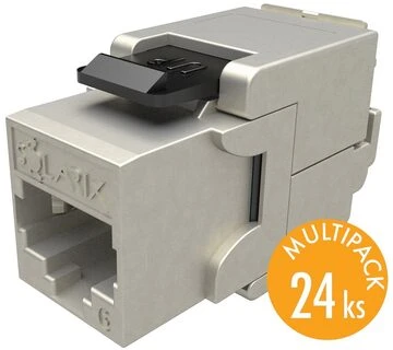 Solarix Keystone CAT6 STP RJ45 juodas, savisriegis (SXKJ-6-STP-BK-SA)