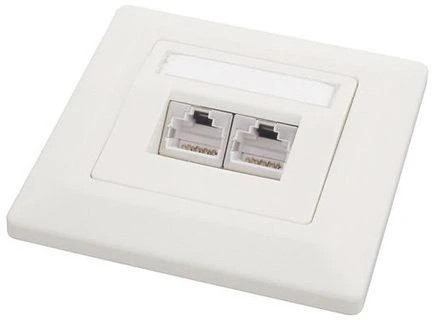 Solarix lizdas CAT6 STP 2 x RJ45 įleidžiamas baltas SX9-2-6-STP-WH