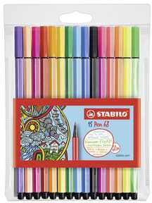 Spalvinimo markeriai - STABILO - Pen 68 - 15 vienetų rinkinys - įvairios spalvos - 1,0 mm antgalis