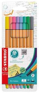 88 TAŠKAS APDAILOS PENTER RINKINYS 8 SPALVOS PASTELĖS STABILO 88/8-01
