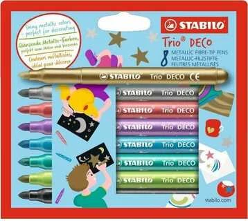Stabilo Trio Deco metaliniai flomasteriai pakuotėje