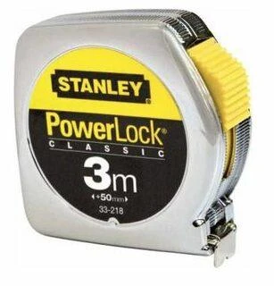 STANLEY RULETĖ 3mx12,7mm POWERLOCK CHROM KORTELĖ