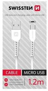 Swissten duomenų kabelis USB / Micro USB 1,2 m