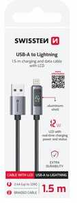 „Swissten“ LCD USB-A į „Lightning“ laidas